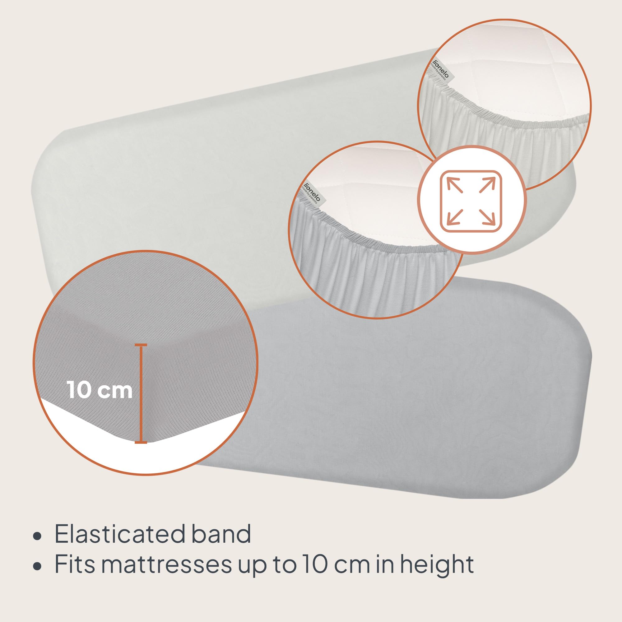 LIONELO Fitted Sheets for Baby Co-sleeper, Travel Cot, Set of 2, 70 x 28 cm Natural Bamboo Cotton, Breathable - Image 3