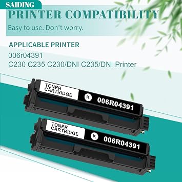 C235 C230 Black Toner Cartridge Compatible with Xerox 006R04391