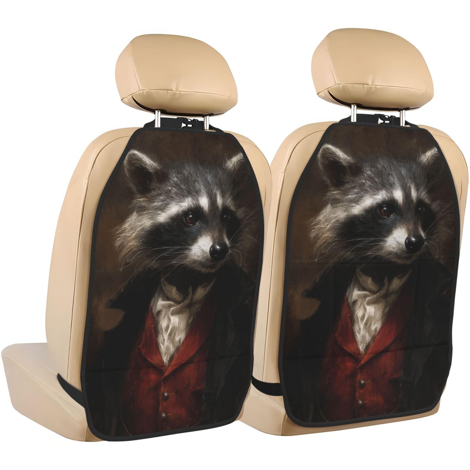 Protectores de patadas Raccoon para el coche, pack de 2 organizadores traseros contra suciedad