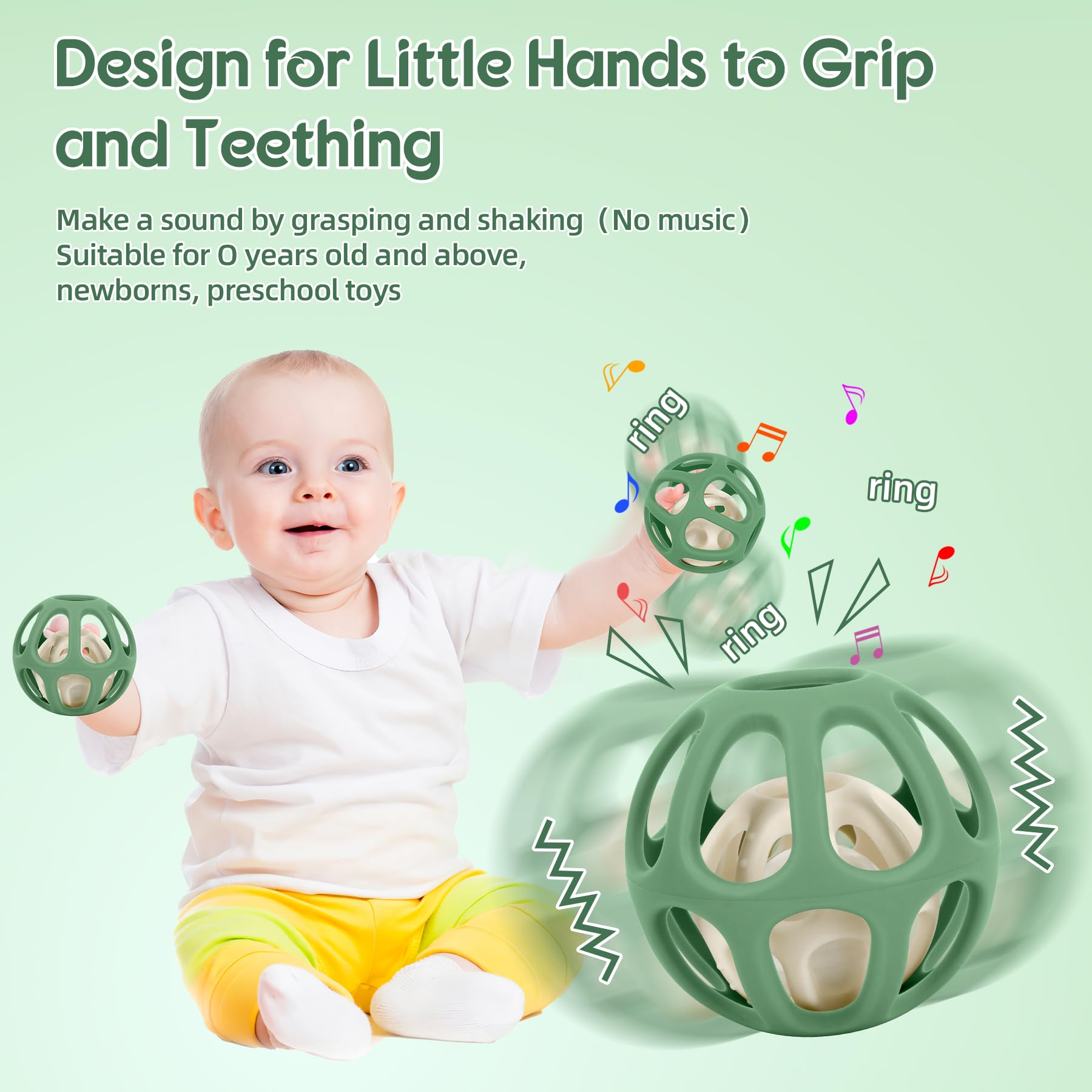 MCGMITT Baby Rattles 0-6 Months, Baby Toys Montessori Sensory Teething - Image 3
