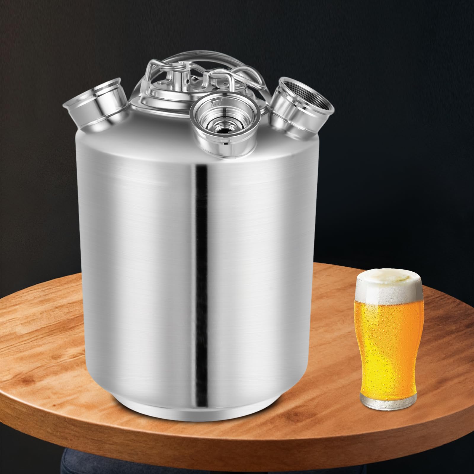 Recipiente de limpieza de acero inoxidable de 10 L, limpiador de tuberías de cerveza con tapa, barril de limpieza de cerveza para dispensadores de cerveza, máquinas de té de leche