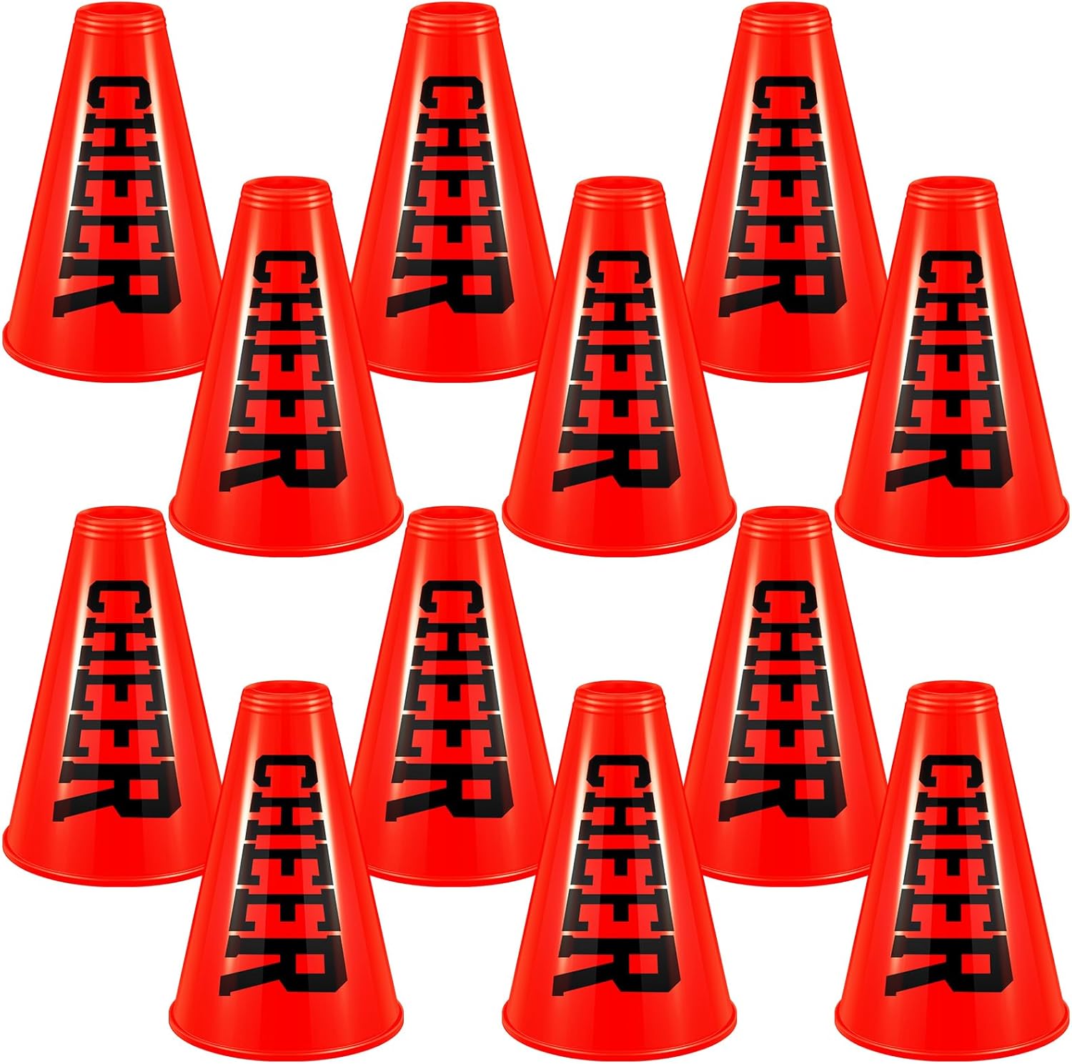 Meooeck 12 Pieces Red Cheer Megaphone Noisemaker Bulk Party