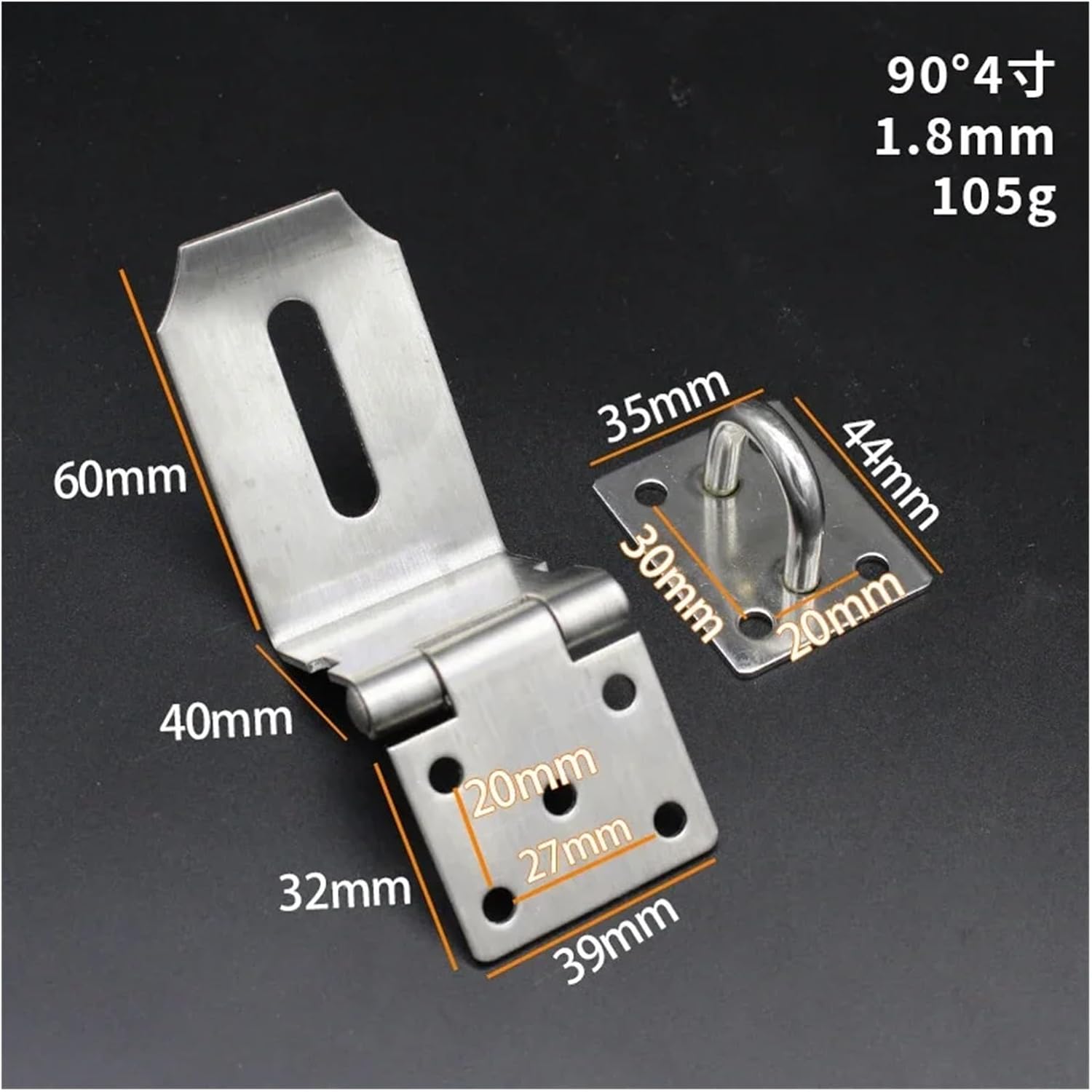 Padlock Door Bolt 10 Pcs Stainless Steel Door Bolt, Right Angle Safety Lock, Suitable for Outdoor Use(4 inches)