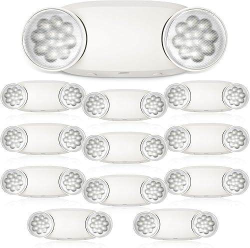 Vista 18 de FREELICHT Paquete de 4 luces de emergencia para negocios, con batería de respaldo, cable duro, certificado UL 924, CA 120/277V, iluminación