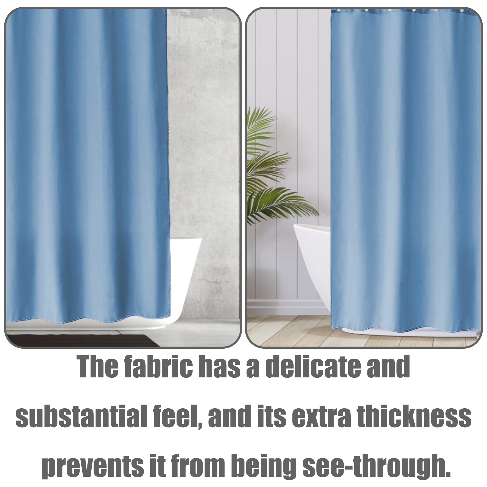 Rideau de Bain 180 x 280 cm Anti Moisissure Textile en Polyester Anti Moisissure pour Salle de Bain avec Œillets et Crochets pour Baignoire Cabine de Douche, Bleu Foncé
