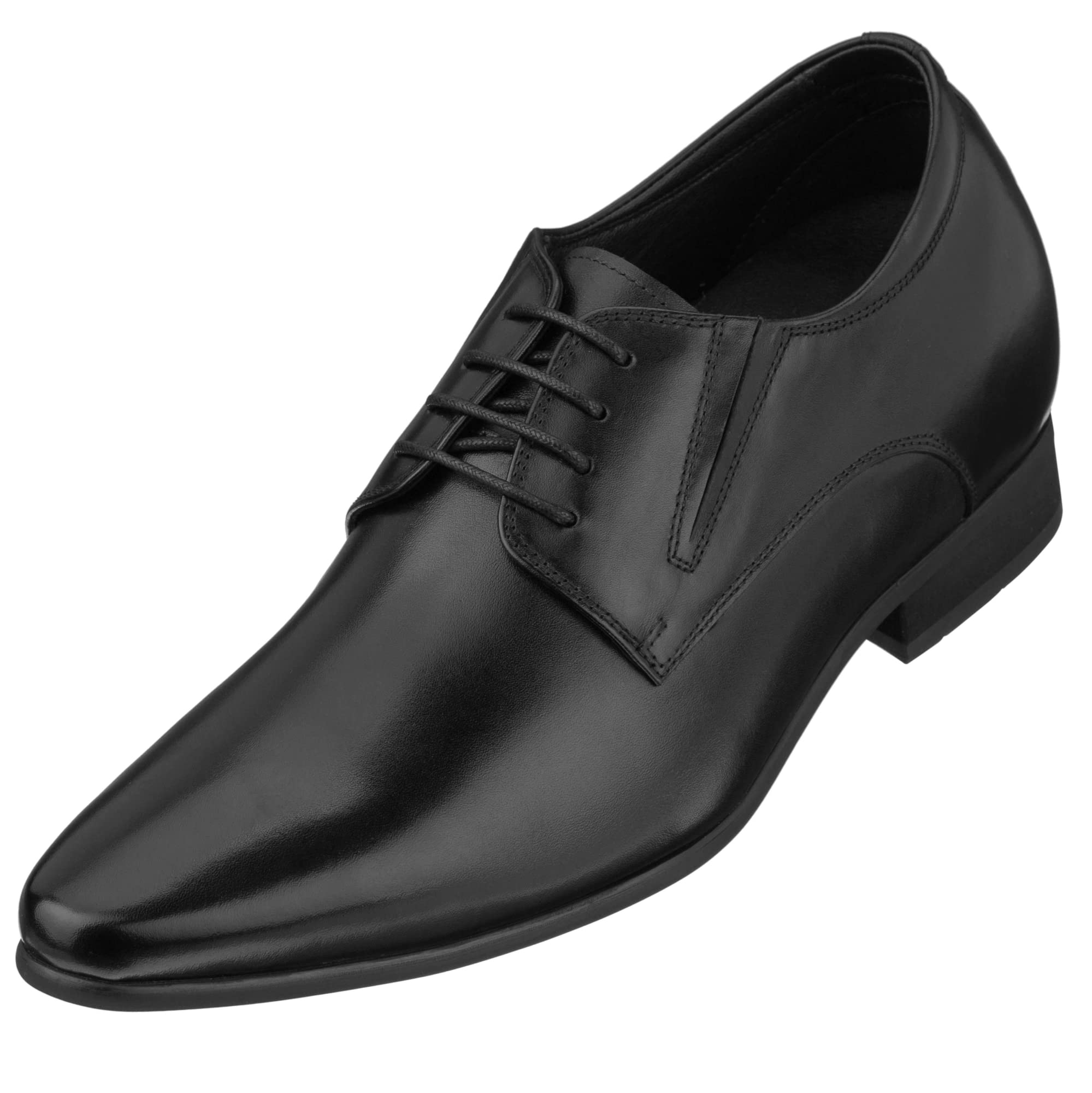 CALTO Men's Invisible Height Increasing Elevator Shoes - Black Premium Leather Lace-up Formal Derby Oxfords - 3 Inches Taller - Y5051 - Size 8 D(M) US
