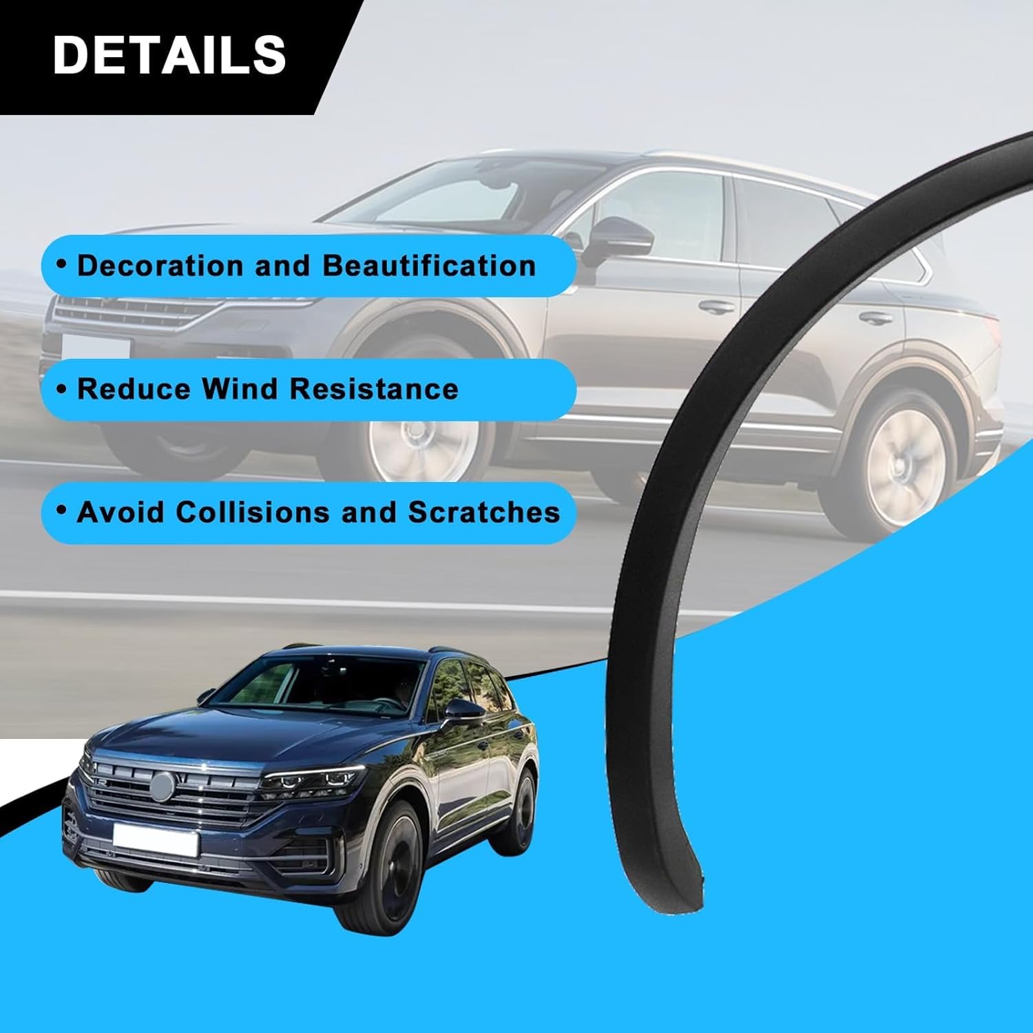 Front Right Passenger Side Fender Wheel Molding Trim Arch Flare Compatible with Volkswagen Touareg 2011-2018# 7P6853718C 7P6853718 Fender Flare Wheel Arch Molding Trim