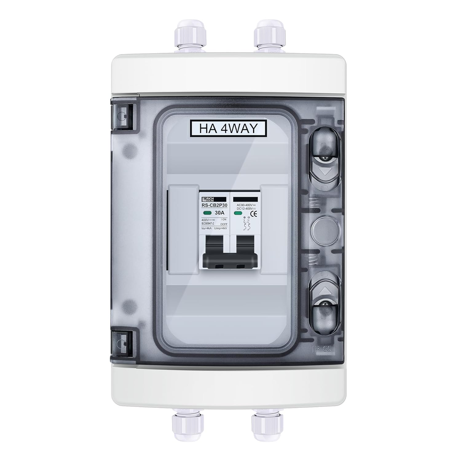 RICH SOLAR 30 Amp Outdoor Circuit Breaker Box 2 Poles Solar Isolator Disconnect Switch DC AC 400V
