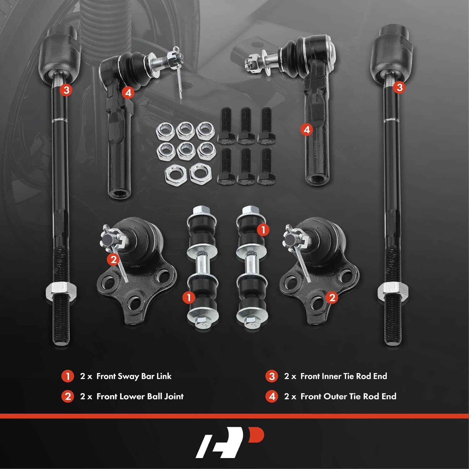 A-Premium Set of 8, Front Sway Bar Link Lower Ball Joint Inner Outer Tie Rod End Compatible with Chevy Malibu 97-03, Classic 04-05, Pontiac Grand Am 99-05, Oldsmobile Cutlass 97-99, Alero 99-04