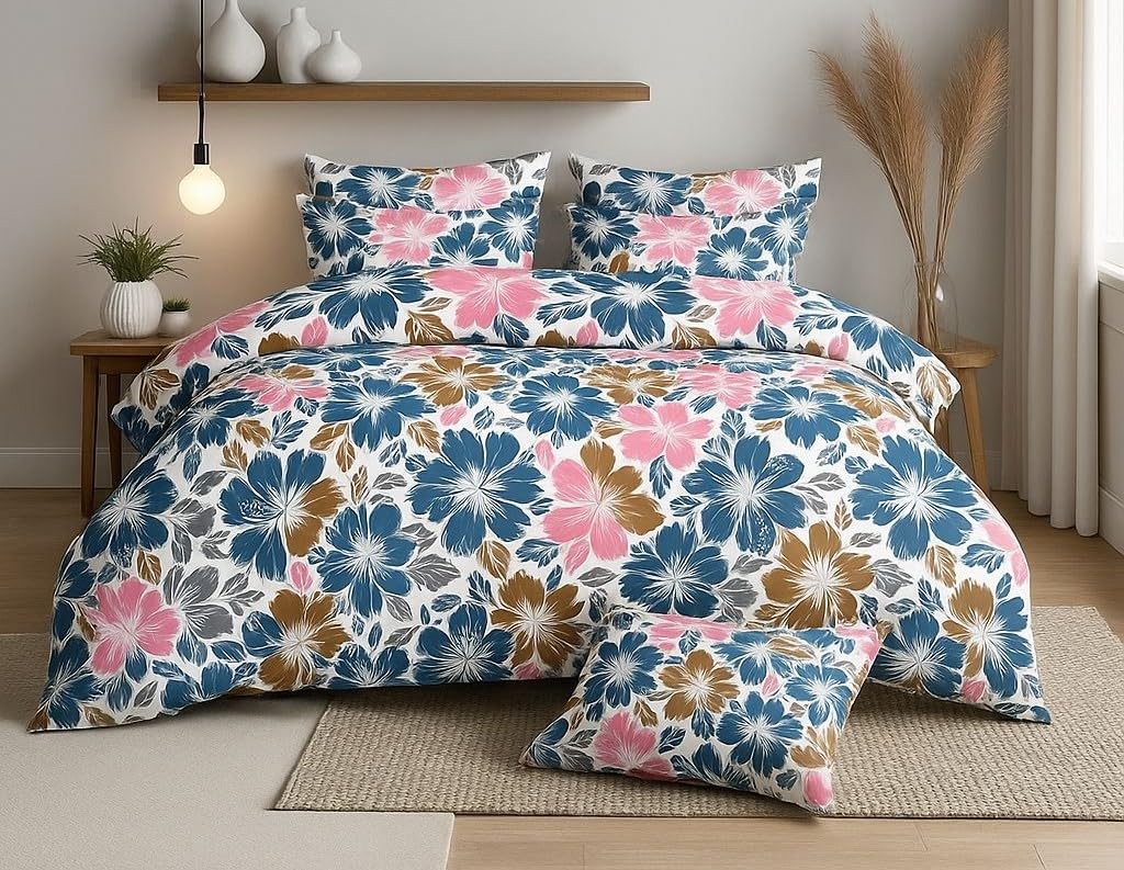 DECOMIZER AquaDamasFlower Bed Sheet Set - Soft Cotton -9 DECOMIZER AquaDamasFlower Bed Sheet Set - Soft Cotton -9