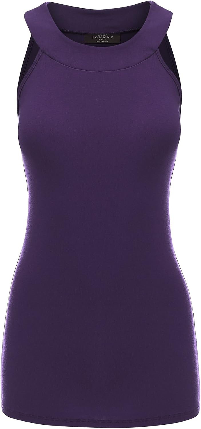 Made By Johnny MBJ Womens Round Halter Neck Sleeveless Tank Top