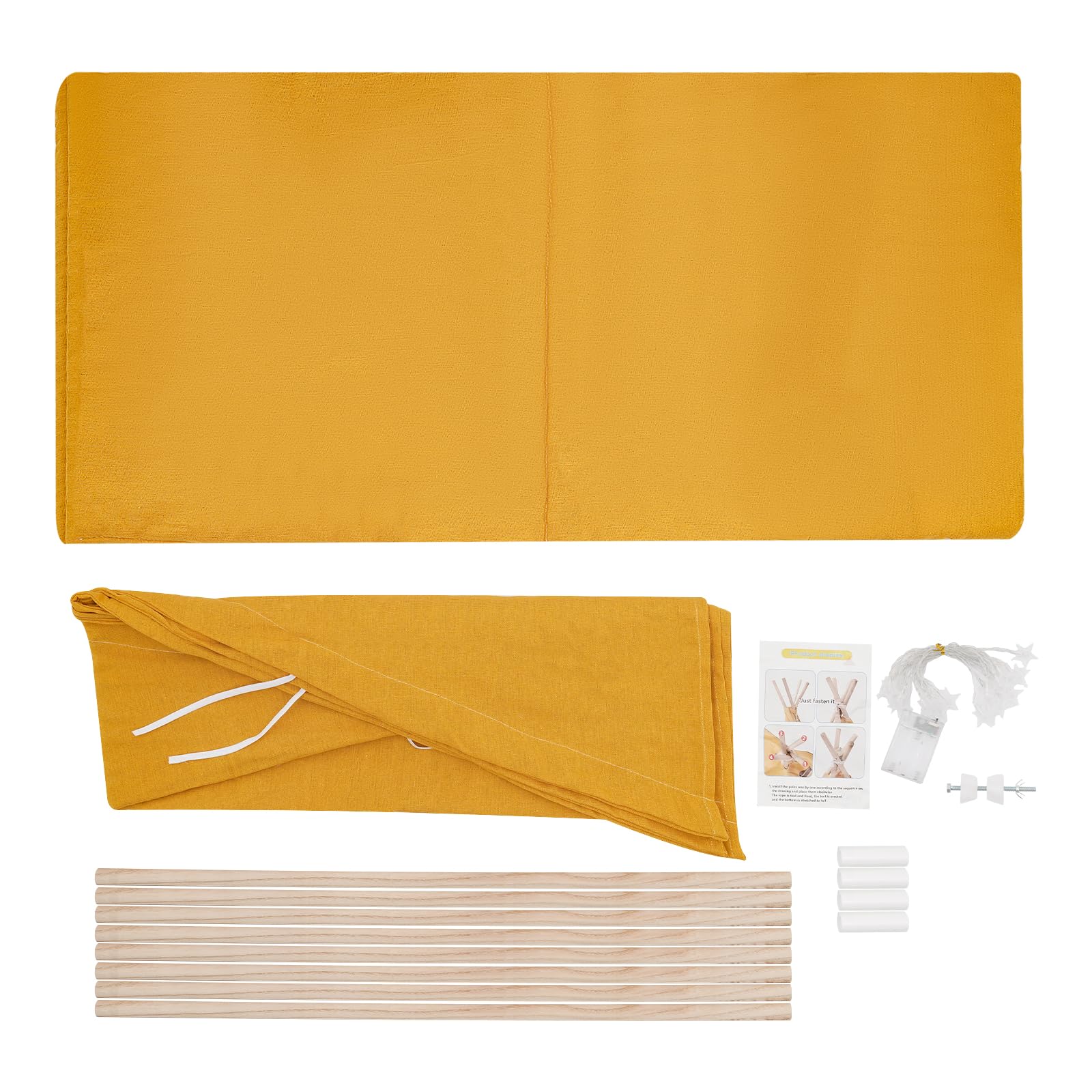 Tenda per bambini, capanna per interni per bambini, tenda Tipi ragazza ragazzo, cotone lino, tappeto imbottito, fissatori, ghirlanda luminosa, angolo lettura e gioco, decorazione per compleanno