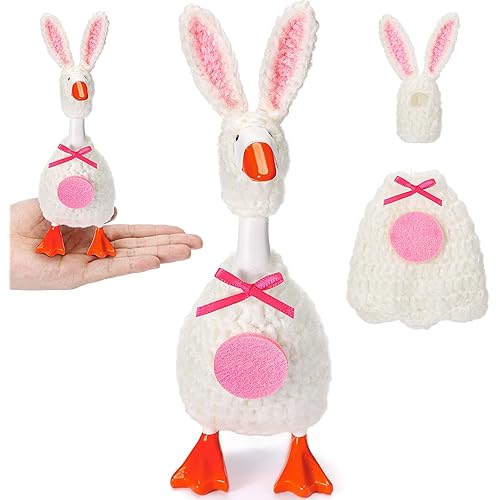 7 Inch Desk Goose Outfits Mini Desktop Goose Knitting Clothes Hats for Magnetic Geese Key Holder Holiday Decor(Pink,Plush)