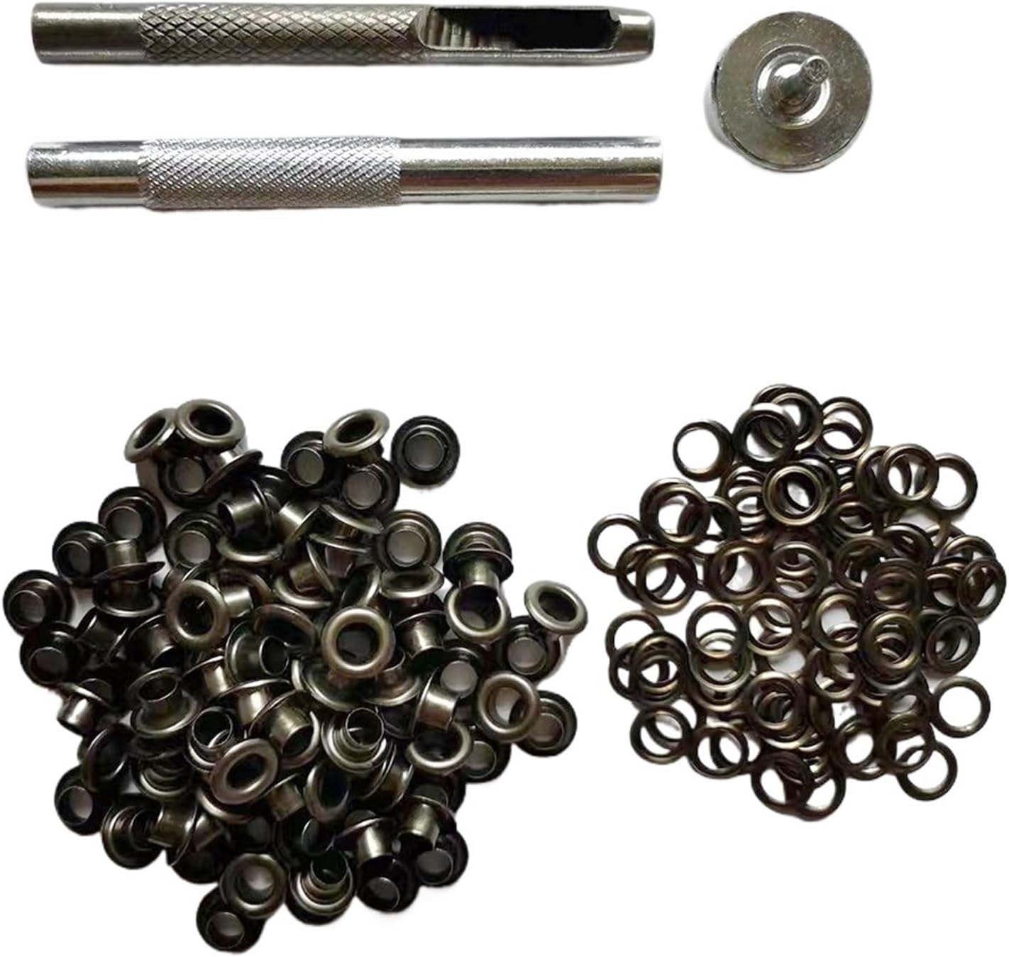 100sets Black Color Eyelet Metal Grommet Punch Installer Tool Set for Belt Clothes Shoes 4mm - 20mm for PU Leather/Belt/Shoes/Crafts(8mm 100 Sets)