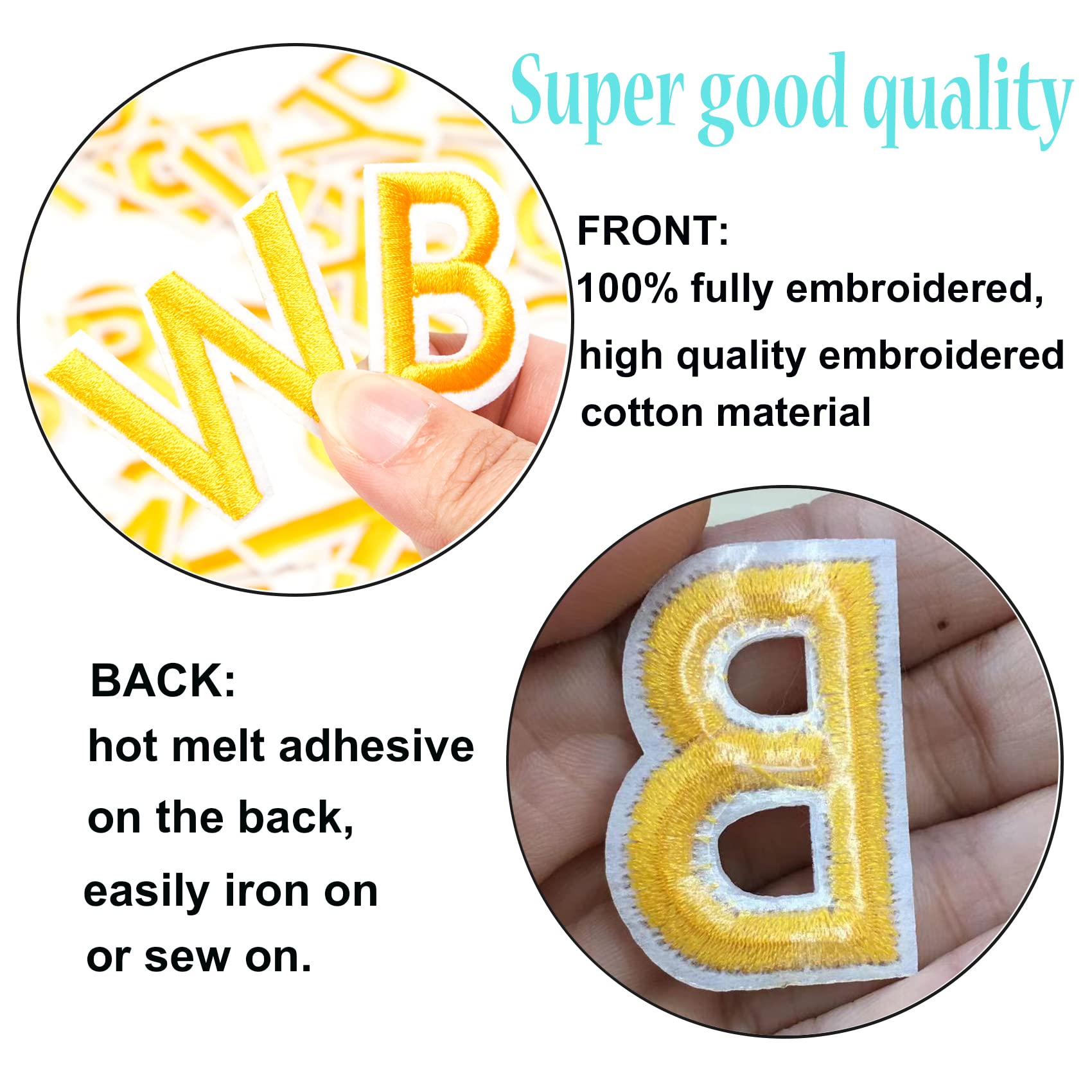 Harsgs Lot De 72 écussons Brodés à Repasser Avec Lettres Et Chiffres De A à Z De 0 à 9, Pour Vêtements, Robes, Chapeaux, Jeans, Accessoires De Bricolage