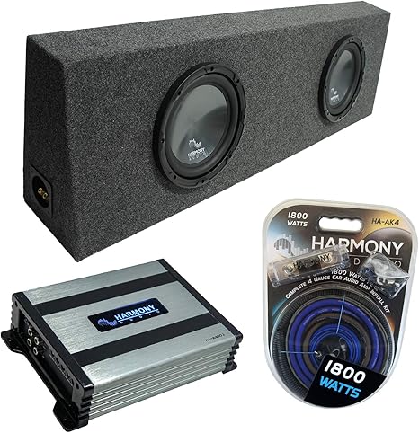 Harmony Audio 10" Subwoofer System With Amp - Complete Car Audio Bundle With Vented Enclosure