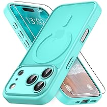 Vansdon Cover Magnetica per iPhone 17 Pro con 1 Pezzi Vetro Temperato, Compatibile con Magsafe, Protezione anticaduta di livello militare, Custodia Traslucida Opaca Sottile Antiurto-Blu Verde