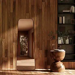 Espelho do Pinterest Corpo Inteiro de chão Borda em Couro 3cm Grande 60x110cm - Mod. Tetris (Preto)