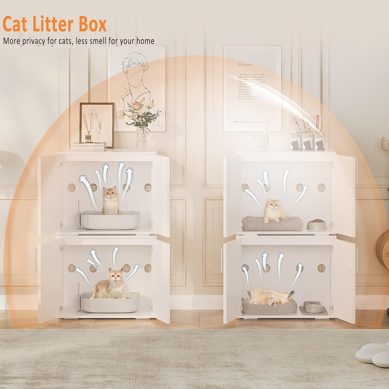 IDEALHOUSE Cat Litter Box Enclosure,Hidden Litter Box Furniture for Cats,Wooden Litter Box Enclosure Furniture,Side End Table