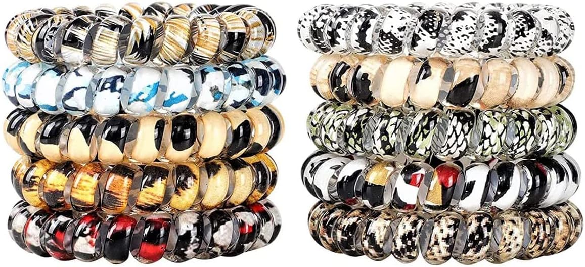Spiral Hair Band, No Crease Coil Hair Band, Elastic Phone Wire Hair Band, Durable, Soft and Elastic, Suitable for All Hairstyles, Can Be Used As Hair Band, Bracelet, Anklet, Etc, 10 Pcs, Mixed Colors