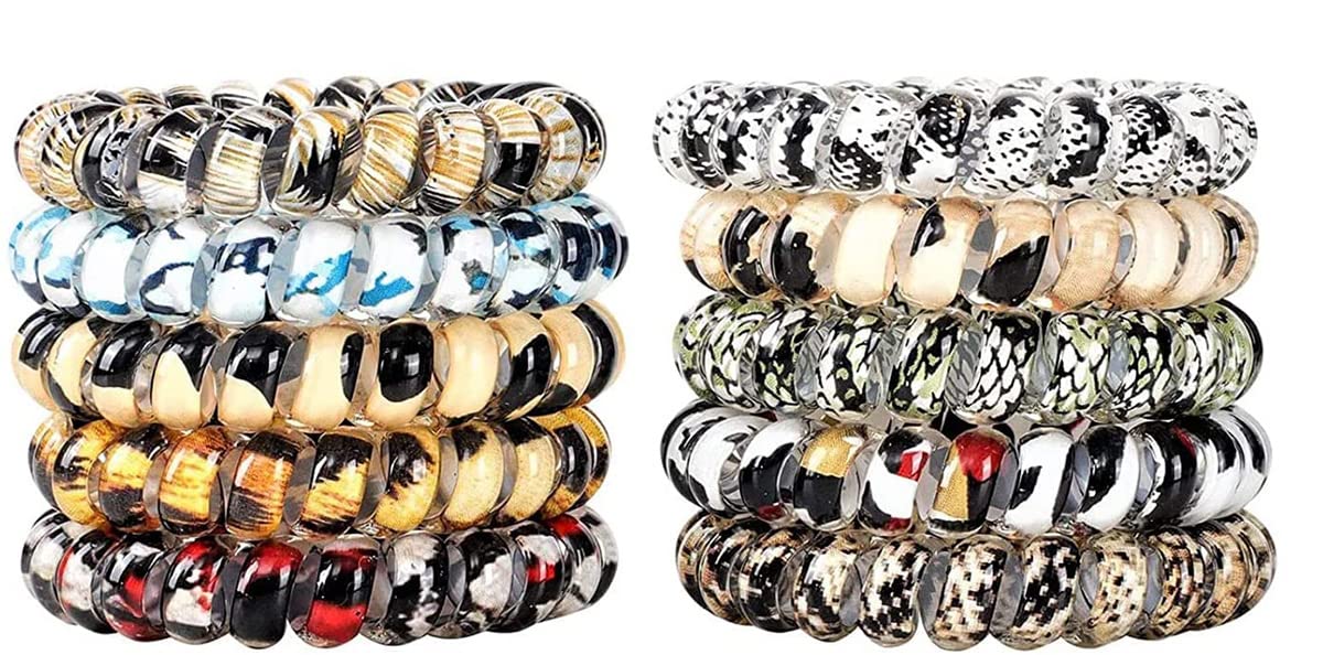 Spiral Hair Band, No Crease Coil Hair Band, Elastic Phone Wire Hair Band, Durable, Soft and Elastic, Suitable for All Hairstyles, Can Be Used As Hair Band, Bracelet, Anklet, Etc, 10 Pcs, Mixed Colors