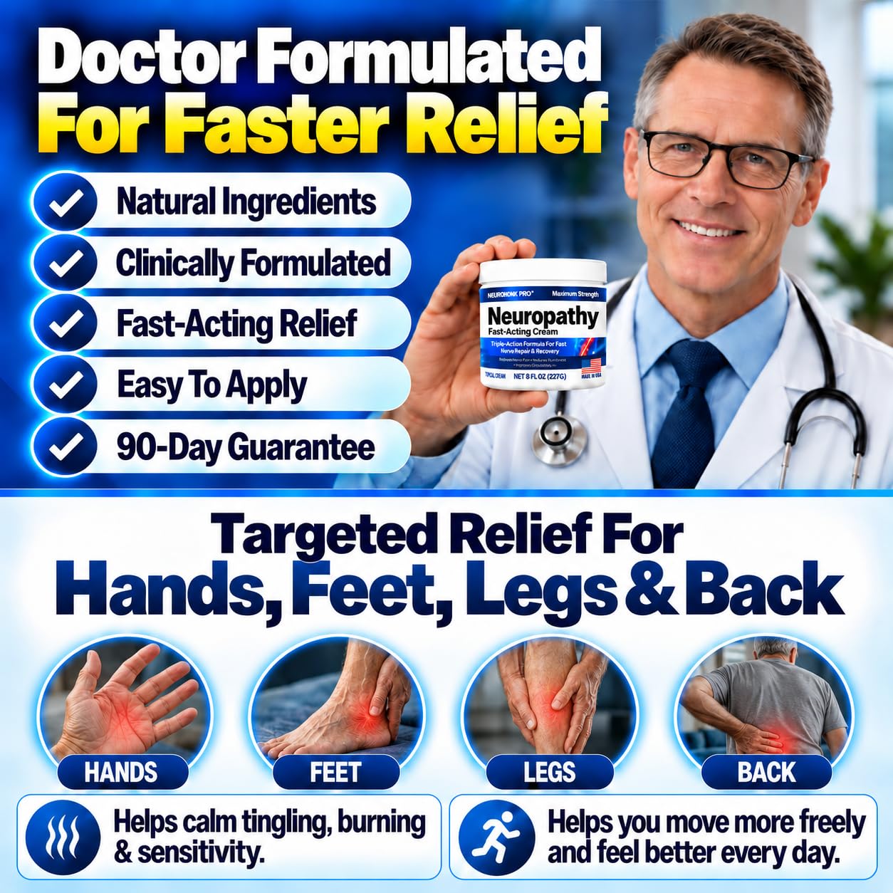 Neuropathy Cream – XL 8 oz – Maximum Strength Nerve Relief Cream for Feet Hands Legs Toes – Menthol 3.7% + Magnesium Chloride 2.0% – Fast-Acting Soothing Relief – Super Value 8 oz — Amazon image 4