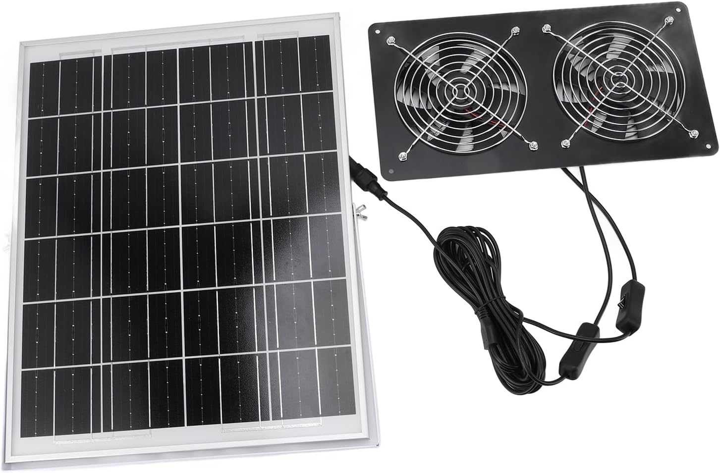 Zunate 30W Solar Dual Fan Kit with Tempered Glass Panel, IP65 Aluminum Alloy Ventilation System for Greenhouse, Chicken Coop, Shed, and Pet House