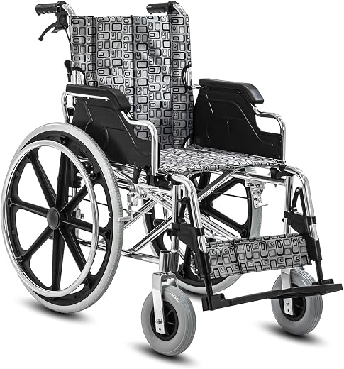 KosmoCare Elegant Plus Premium Lightweight Foldable Aluminium Wheelchair - Color Silver