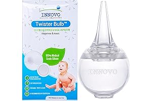 Innovo Hospital Grade Silicone Twister Bulb Baby Ear Syringe and Nasal Aspirator,...