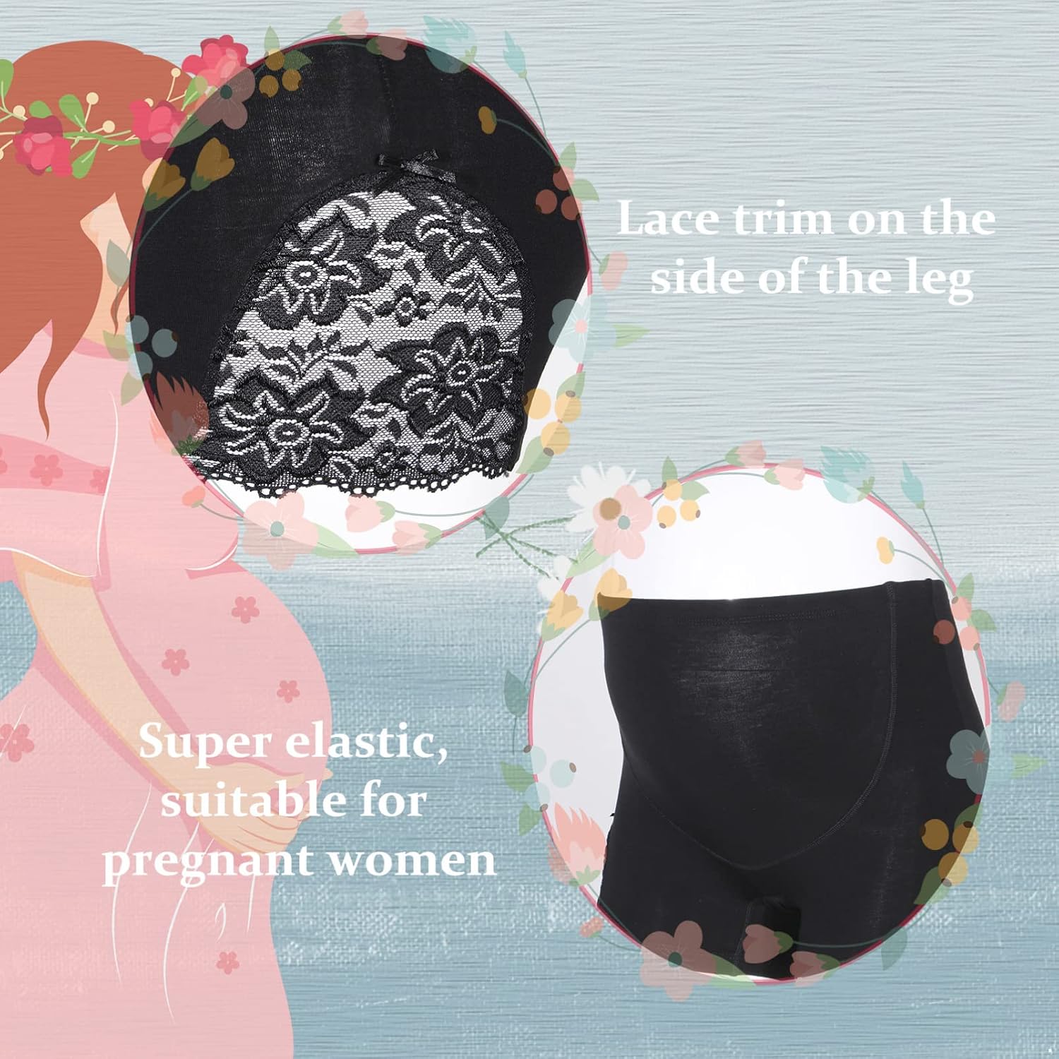 Alvivi Women Seamless Shapewear Maternity Over/Under Bump Lace Bowknot Decor Solid Color Panties