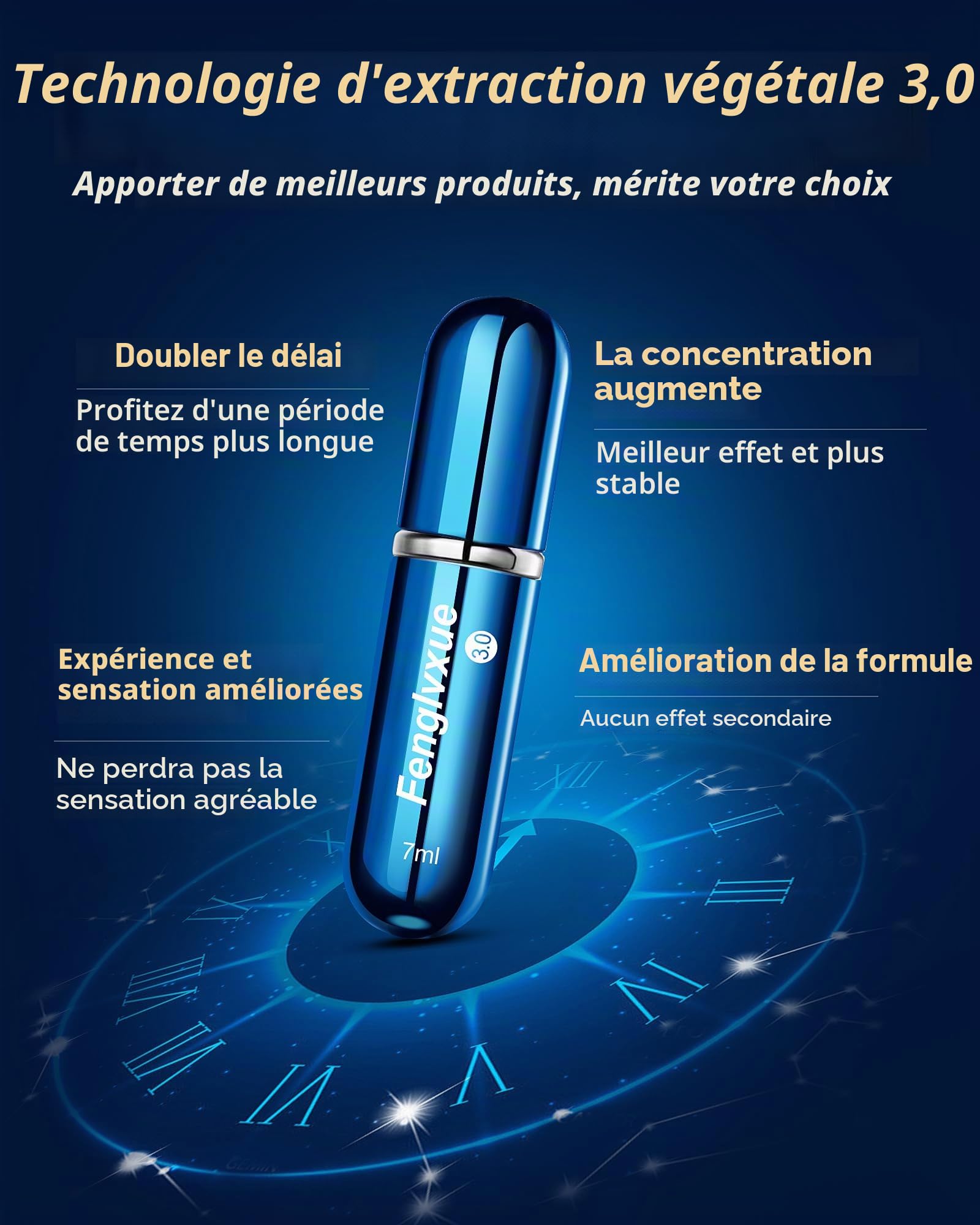 Spray Retardateur pour Homme, Spray de retard pour les hommes, Extraction naturelle des plantes Technologie de troisième génération 3.0, （7ML)