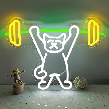 Gamer Neon Sign, Gamepad Shaped LED Sign for Game Room Decor, Dimmable USB Powered Gaming Lights for Teen Boy Room Gaming Wall Decor, Best Gamer Gifts for Boys, Kids, Blue Cat Do Gym