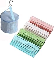 Vista 8 de Paquete de 24 Pinzas de Ropa de Plástico Resistentes para Exteriores para Colgar Ropa, Mini Pinzas para Ropa con Cuerda para Colgar, Perchas