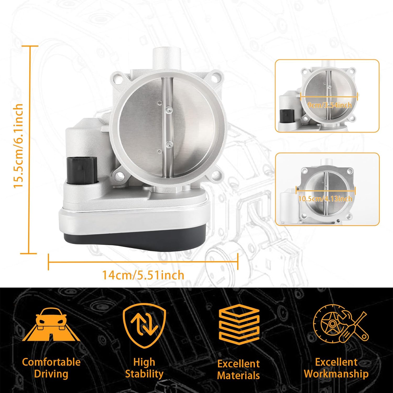 Electronic Throttle Body Assembly Fit for Chrysler 300 Dodge Challenger Charger Durango Magnum Jeep Commander Grand Cherokee 5.7L 6.1L 6.4L V8, Replace Part # S20041 TB1041 68060354AA