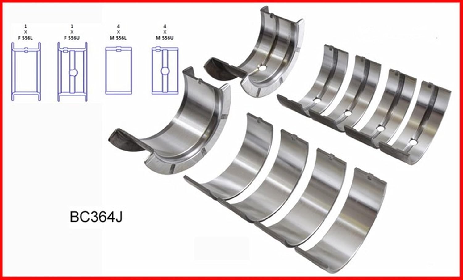 Main bearings for the engine crankshaft.