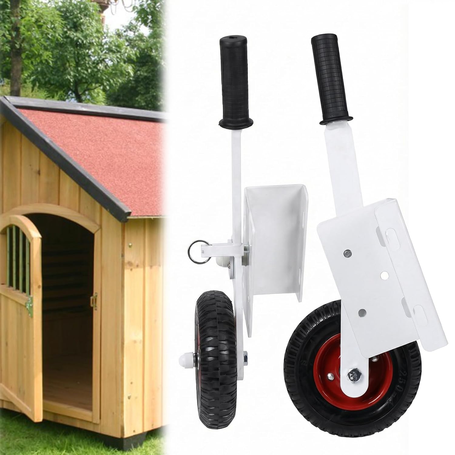 Soccer Goal Dolly with High Lift Wheels Rubber Tire Rotating Flip Over Mounting Wheel Kit 1300 Lbs Capacity for Portable Poultry Mobilization