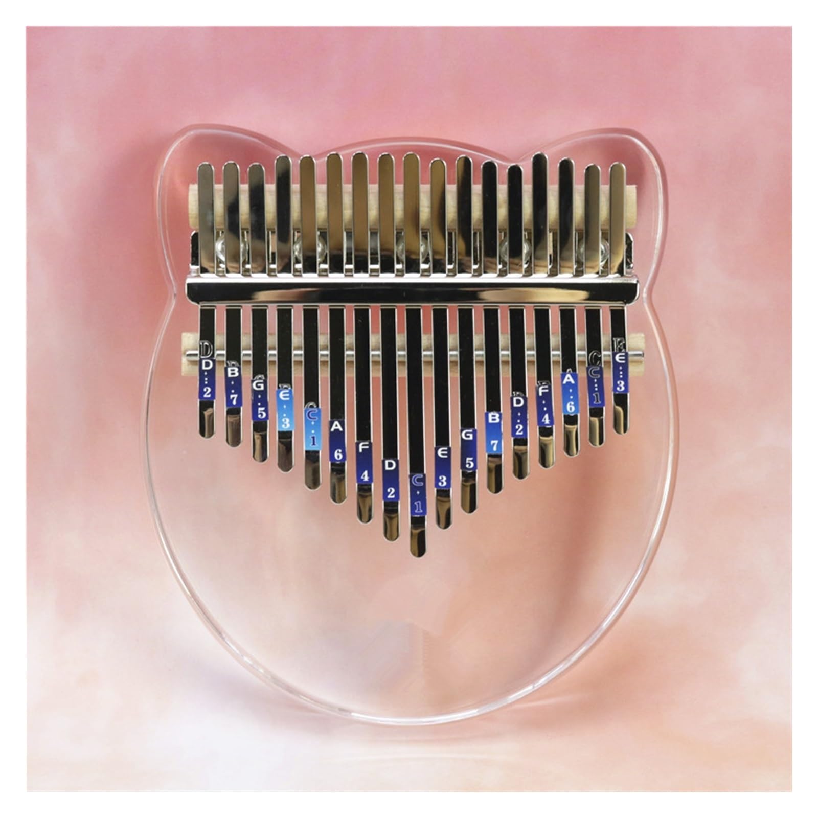 Kalimba 17-tonowy przezroczysty akrylowy kolorowy fortepian kalimba dla początkujących w stylu kotka