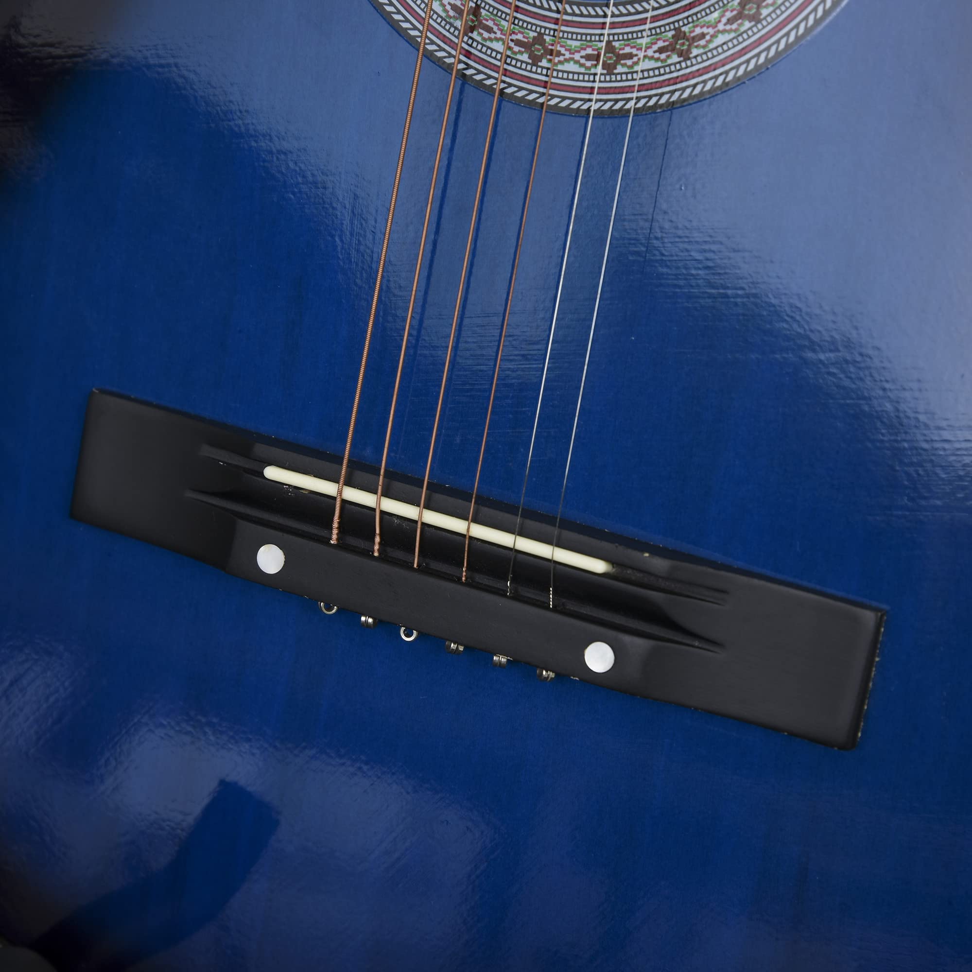 HOMCOM Chitarra elettroacustica kit con custodia tracolla corde plettri cavo blu nero