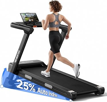 RENESTAR Treadmill with 25% Auto Incline for Home, Foldable Running Machine