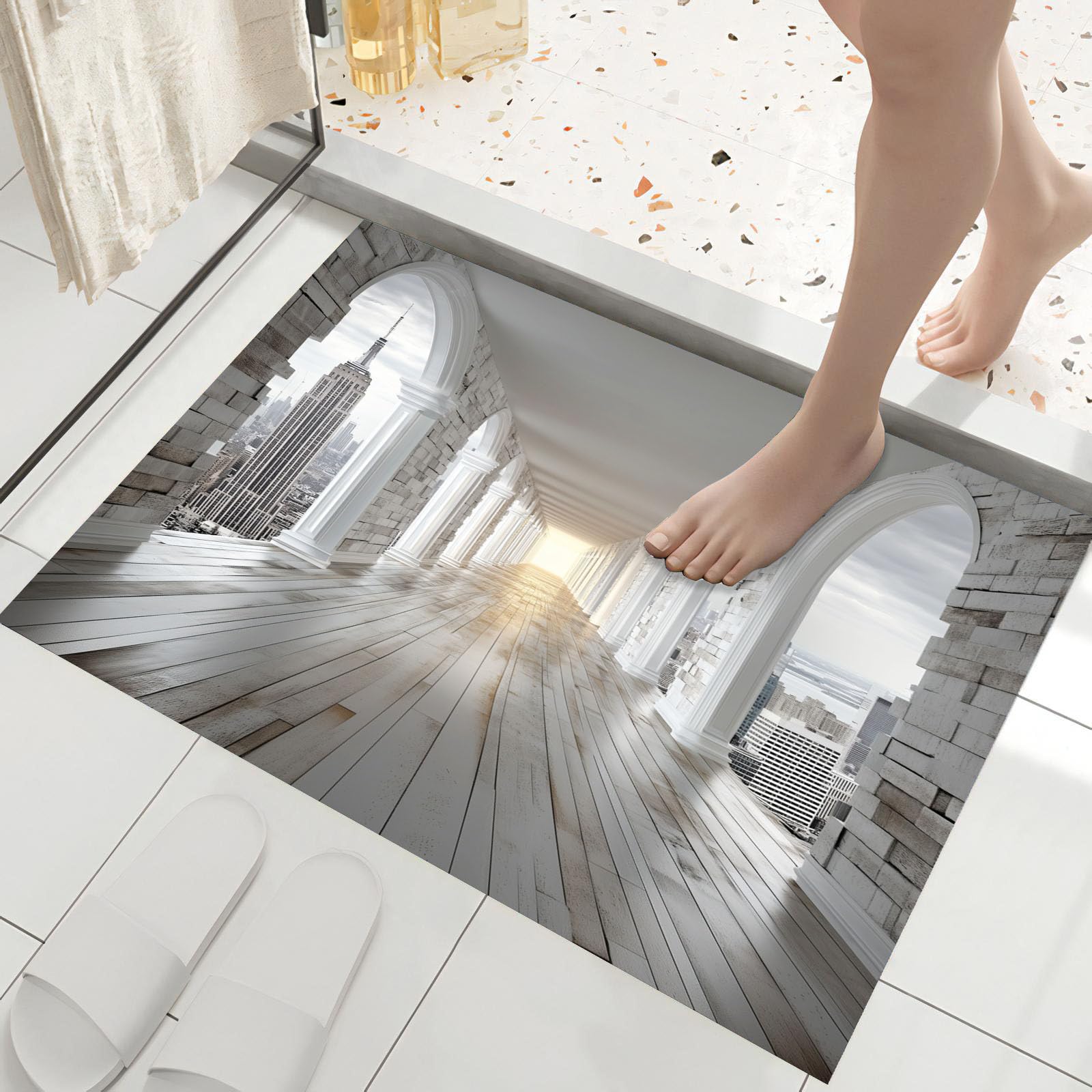Paillasson fin absorbant doux lavable pour couloir et cuisine