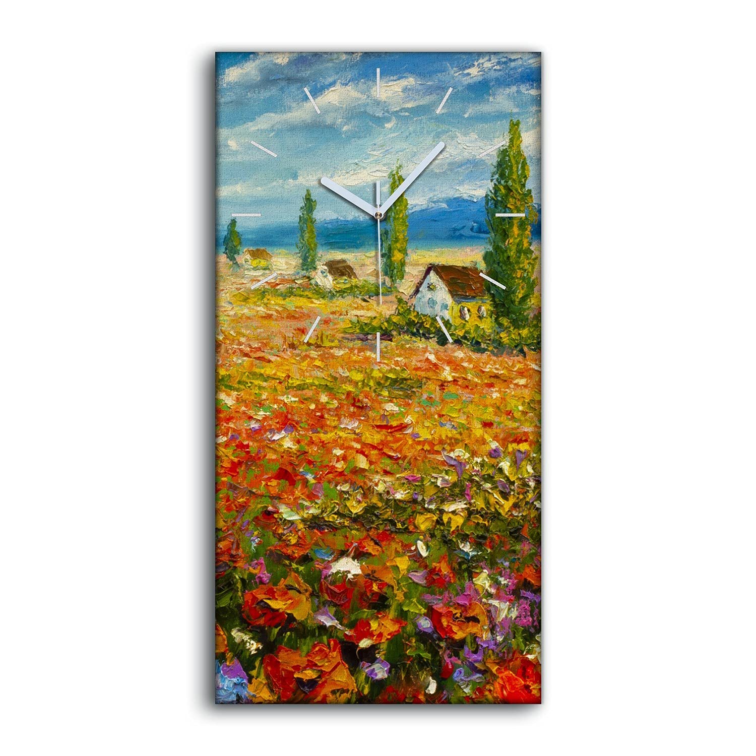 Horloge Silencieuse Ne Pas Tic Tac avec Toile Peinture Fleurie de Salon 30x60