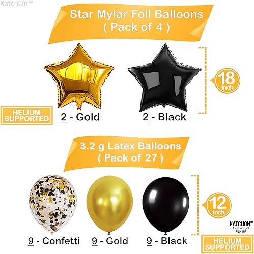 Miniatura 3 de KatchOn, Juego de globos negros y dorados del 2024, enormes, paquete de 35, globos gigantes de 40 pulgadas, dorados 2024 para decoraciones de