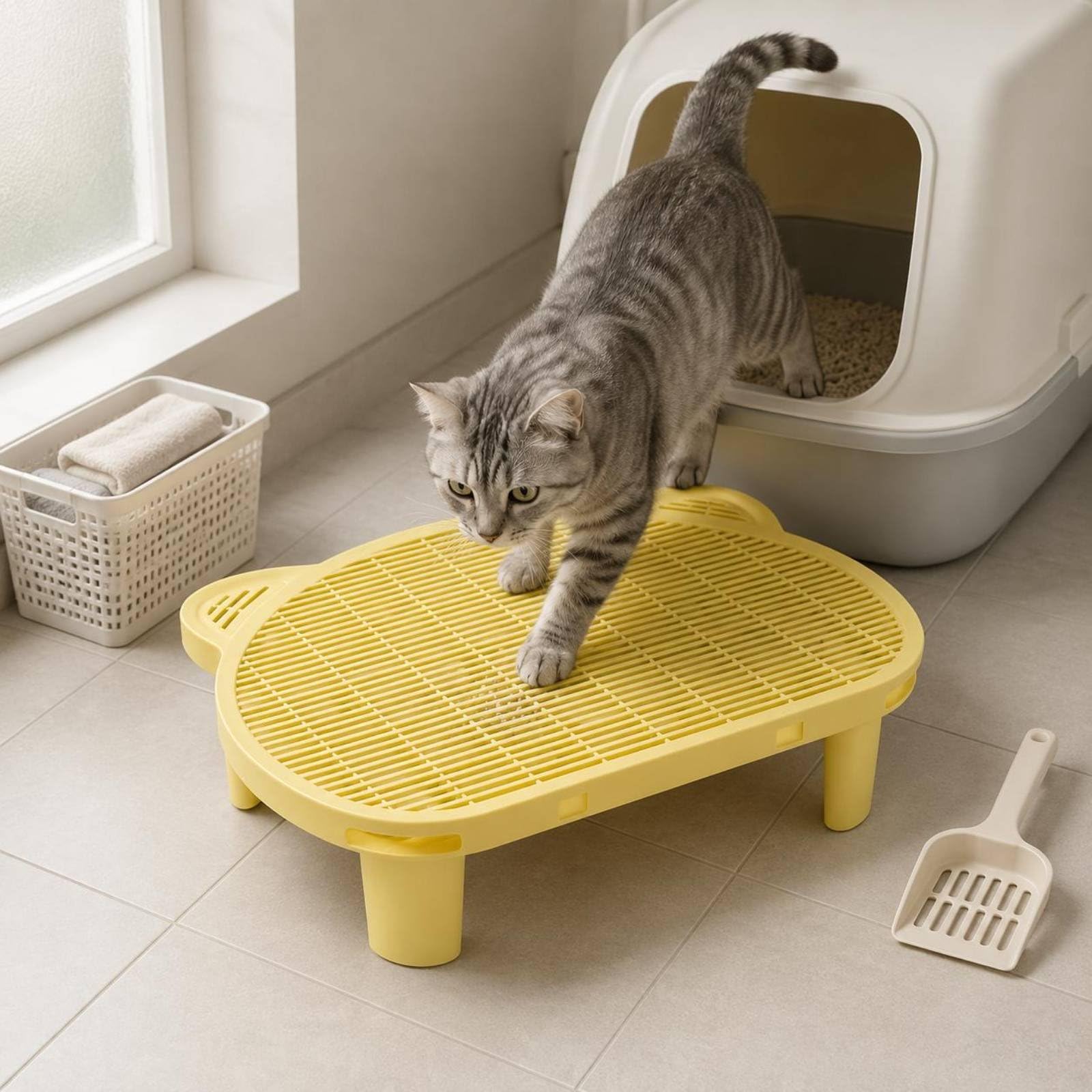 Alfombrilla Control de Arena para Gatos Tapete Higiénico Superficie Suave Base Doble Capa Polipropileno Adecuado para Entrada de Caja de Arena y Lavandería , color to 11 , 51cm X 40.5cm X 15cm