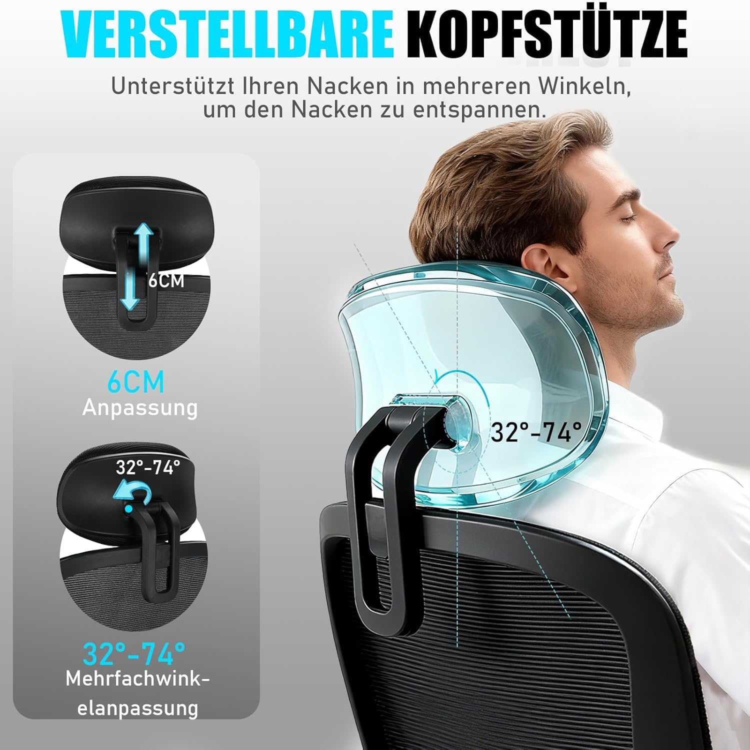 Milacyee Bürostuhl, Ergonomischer Bürostuhl mit Verstellbarer 4D Lendenwirbelstütze, Schreibtischstuhl mit Kopfstütze, Drehstuhl mit 90°-130° Liegefunktion (Abschließbar), Netzstuhl bis 150KG, Schwarz