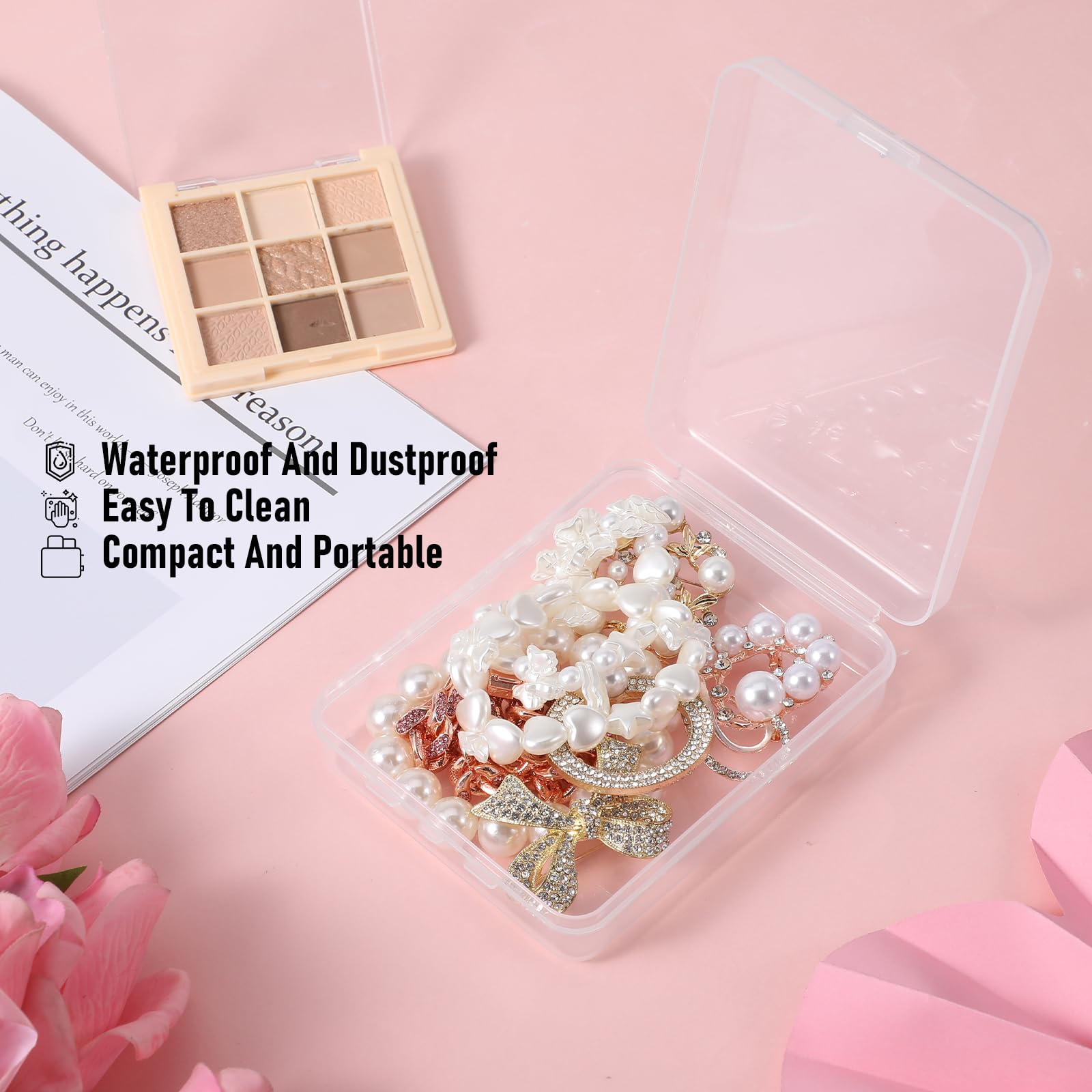 3 Pcs Cotton Round Holder Toner Pad Travel Case Portable Travel Cotton Pad Holder Plastic Storage Containers Box Bathroom Vanity Countertop Organizer With Lid Storage Jar Cosmetic Container Dental - Image 4