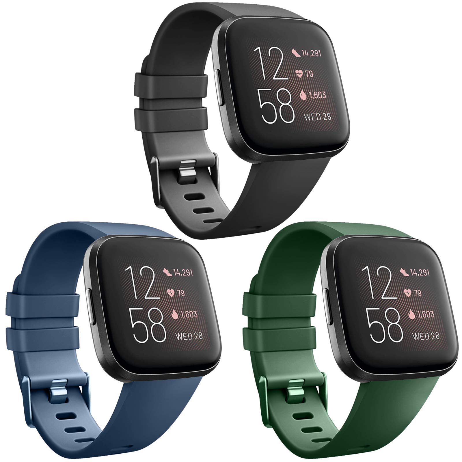 AKSports Bands Compatible for Fitbit Versa/Versa 2/Versa SE, Soft Multi-Colors Replacement Wristbands for Fitbit Versa Lite Smart Watch Women Men