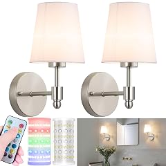 Battery Operated Wall Sconces Set Of 2 Wireless Battery Wall Light With 10000mAh RGB Rechargeable Magnetic Bulb Rechargeable