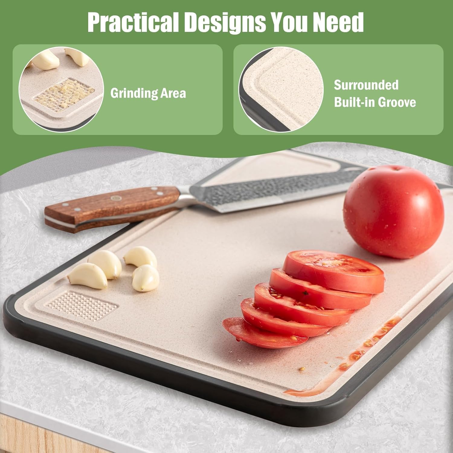 Titanium Cutting Boards for Kitchen, 15” Double Sided Cutting Board Food