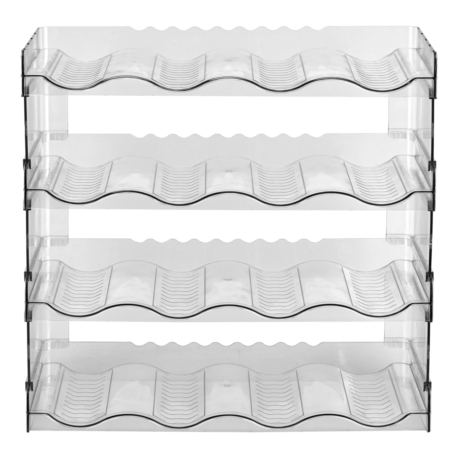 Botellero Apilable Plastico Organizador de Botellas de Agua Soporte para Botellas Nevera Botellas de Vino para Frigorifico Armario Cocina con Capacidad para 16 Botella