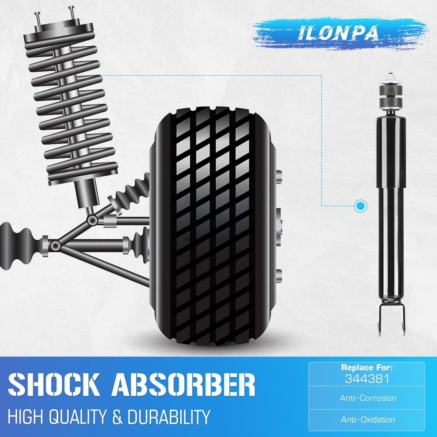Front Struts Shock Absorbers for 02-06 Chevrolet Avalanche 1500 / Tahoe, 99-06 Surburban 1500, 99-06 Silverado 1500, 99-06 GMC Sierra 1500, 00-06 Yukon/Yukon XL 1500, Shock Assembly (Fits 344381)